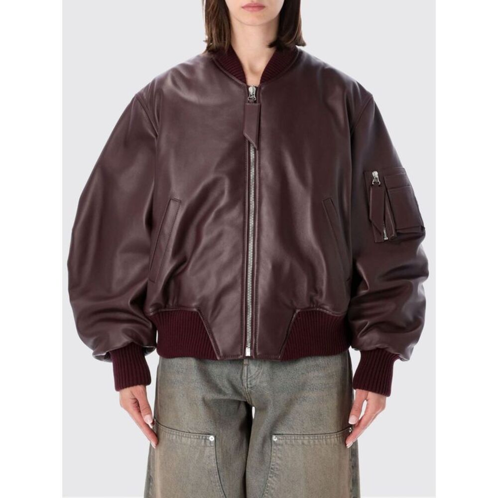 The Attico Oversized Leather Bomber Jacket With Dropped Shoulders